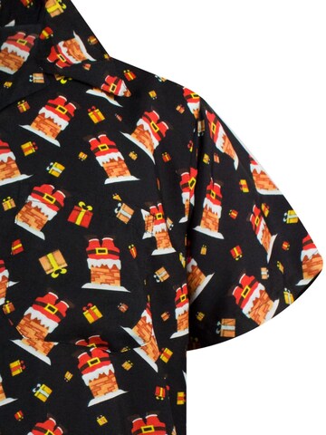 King Kameha Regular Fit Hemd 'Christmas Stuck Santa'‌‌‌‌‌‌ in Schwarz