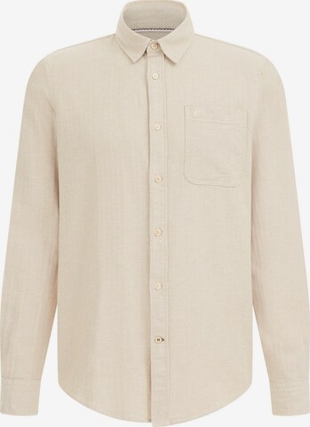 WE Fashion Regular fit Button Up Shirt in Beige: front