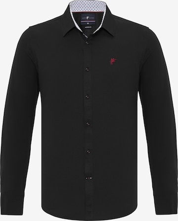 Coupe regular Chemise 'RUBEN' DENIM CULTURE en noir : devant