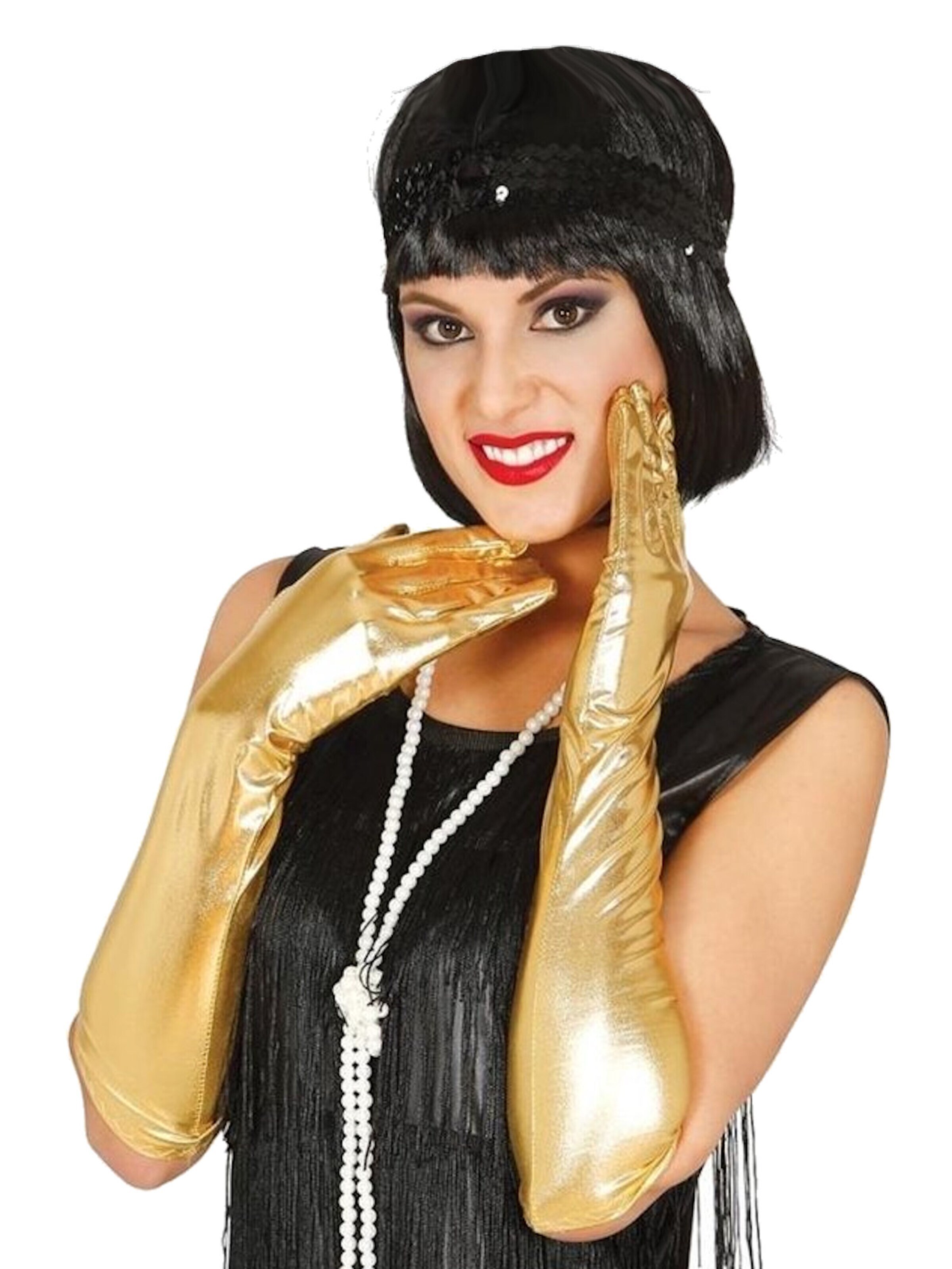 Dirndline Fingerhandschuhe 'Metallic'‌‌‌‌‌ in Gold: Vorderseite