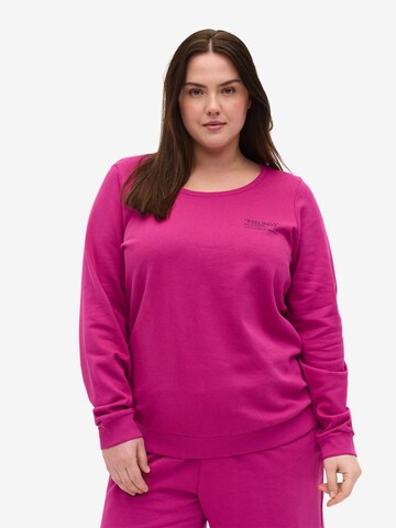 Zizzi Sweatshirt 'Nora' in Pink: predná strana