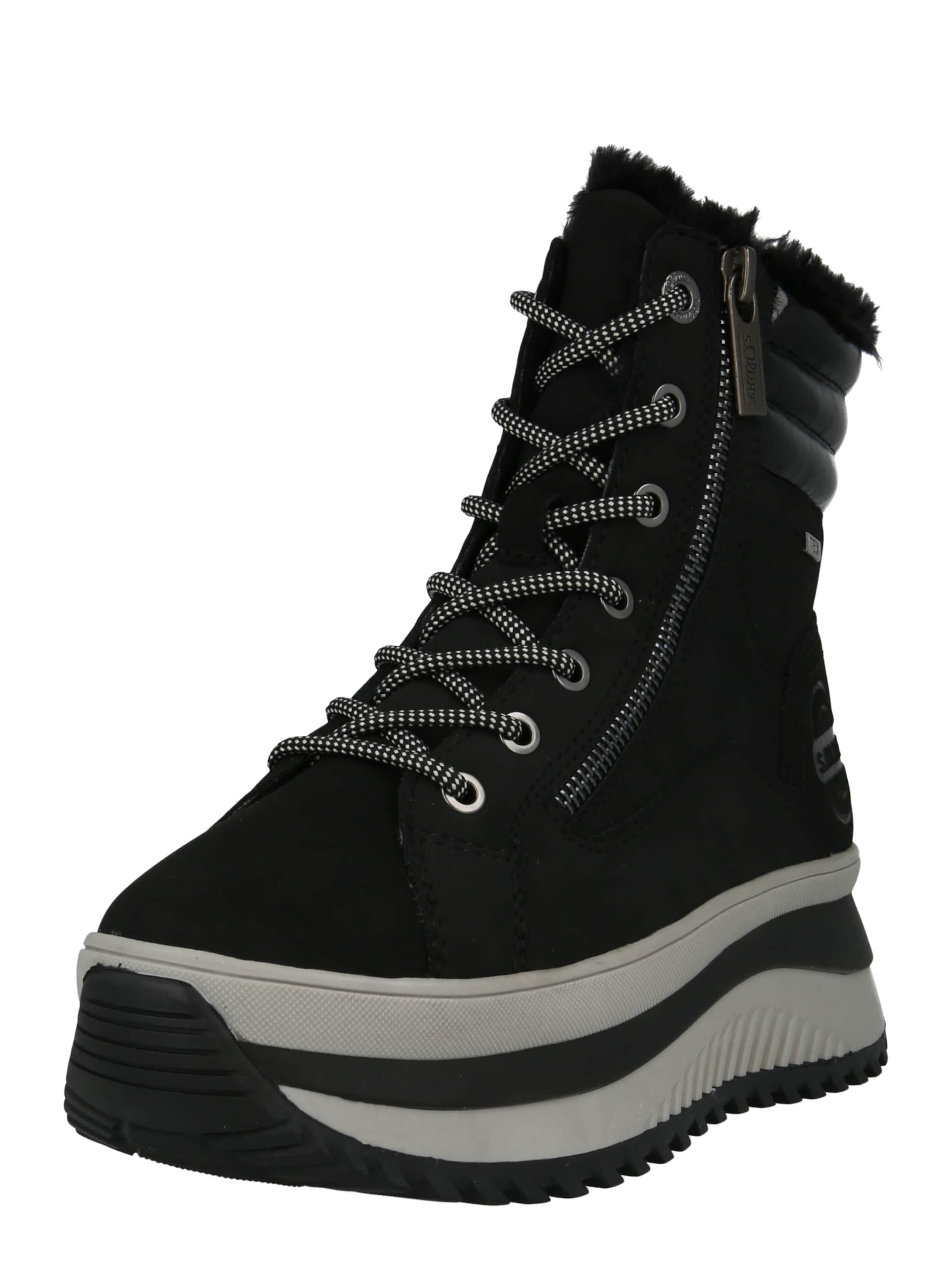 Ghete cu șireturi de la s.Oliver pe negru: față