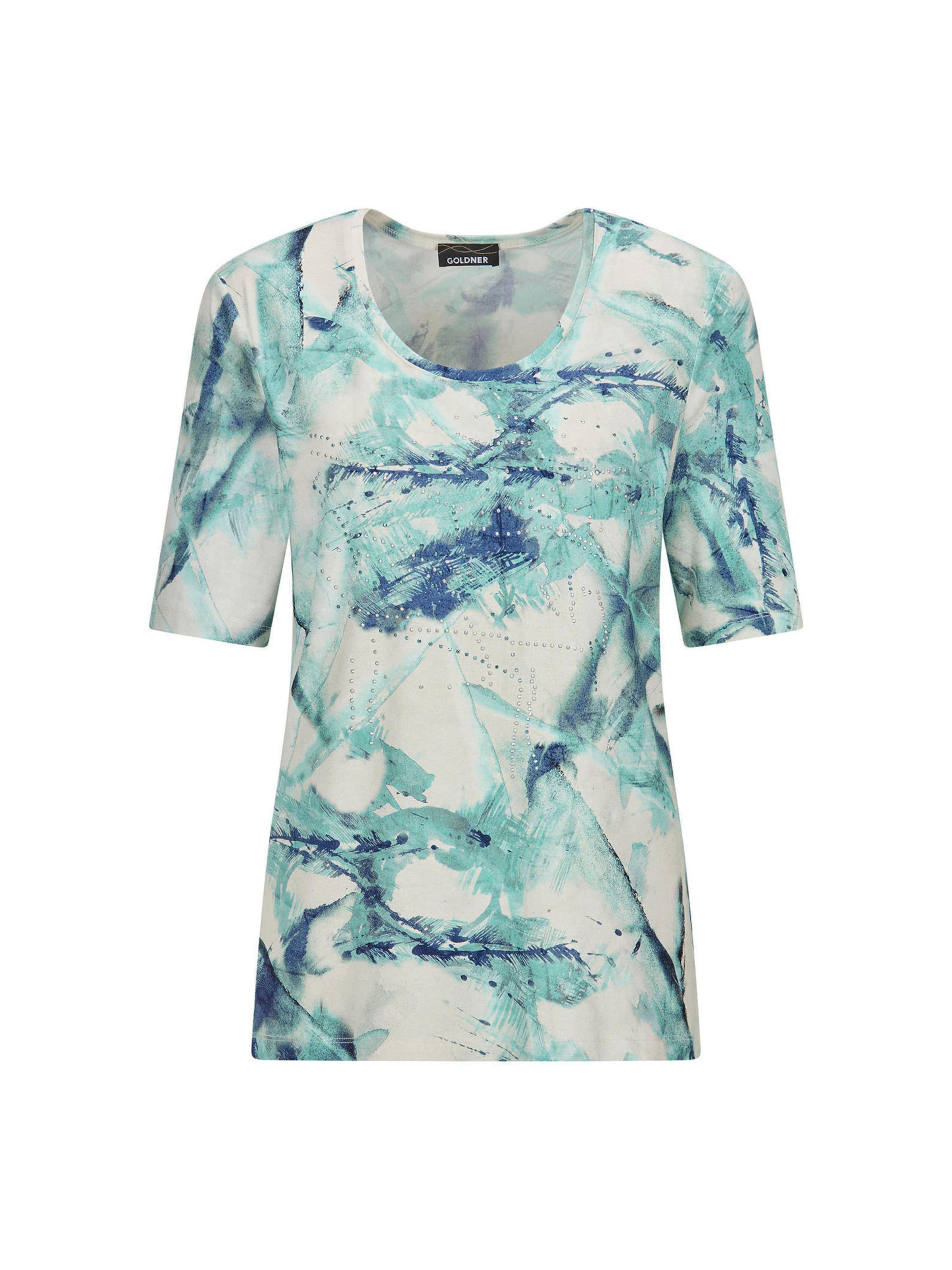 Goldner T-shirt en crème / turquoise / jade, Vue avec produit