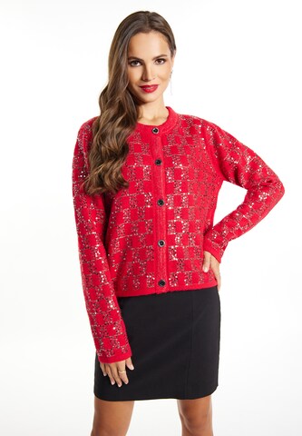 faina Gebreid vest in Rood: voorkant