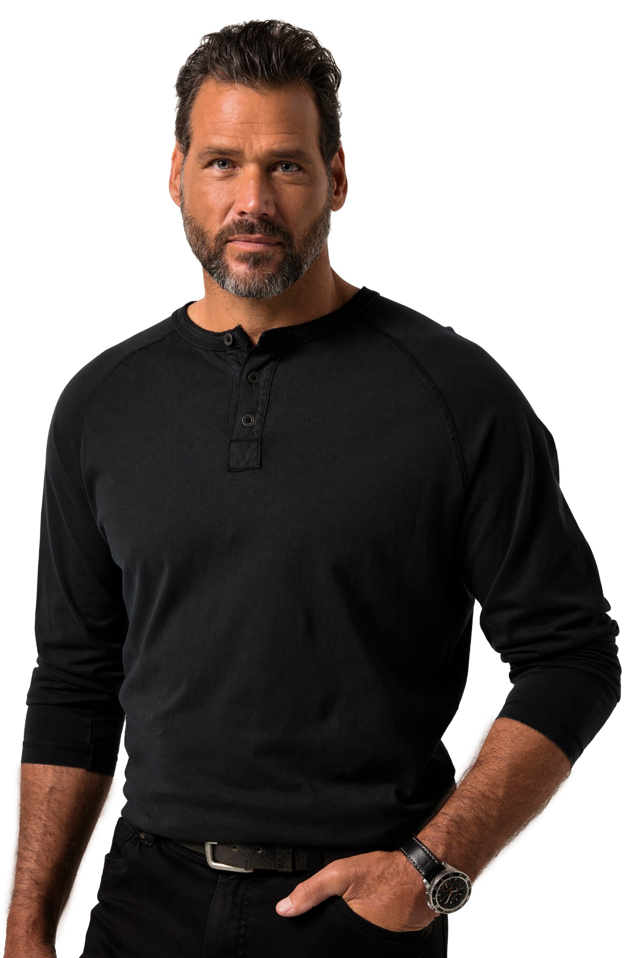 JP1880 Shirt in Schwarz: Vorderseite