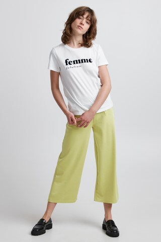 ICHI Wide leg Pleat-Front Pants 'KATE' in Yellow