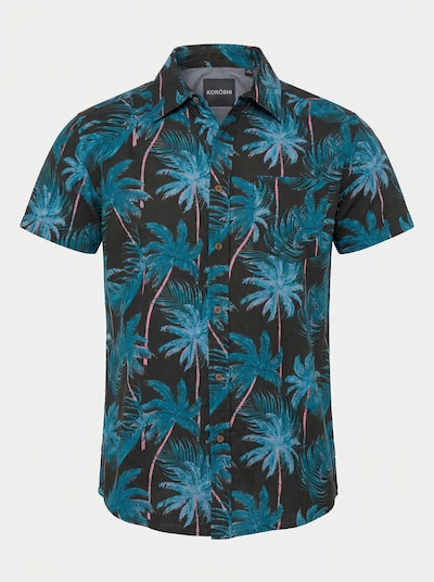 KOROSHI Chemise en XXXL en bleu cyan / bleu clair / rose / noir, Vue avec produit