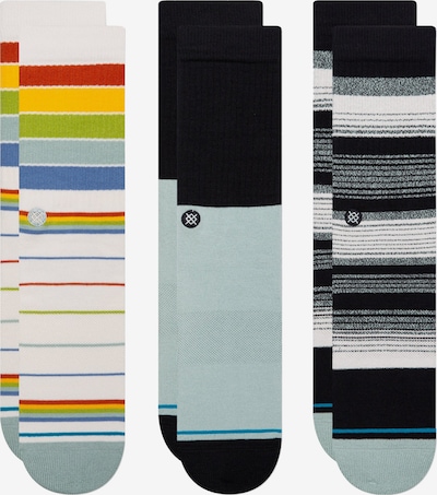 Stance Calcetines deportivos en azul paloma / amarillo / verde pastel / rojo / negro, Vista del producto