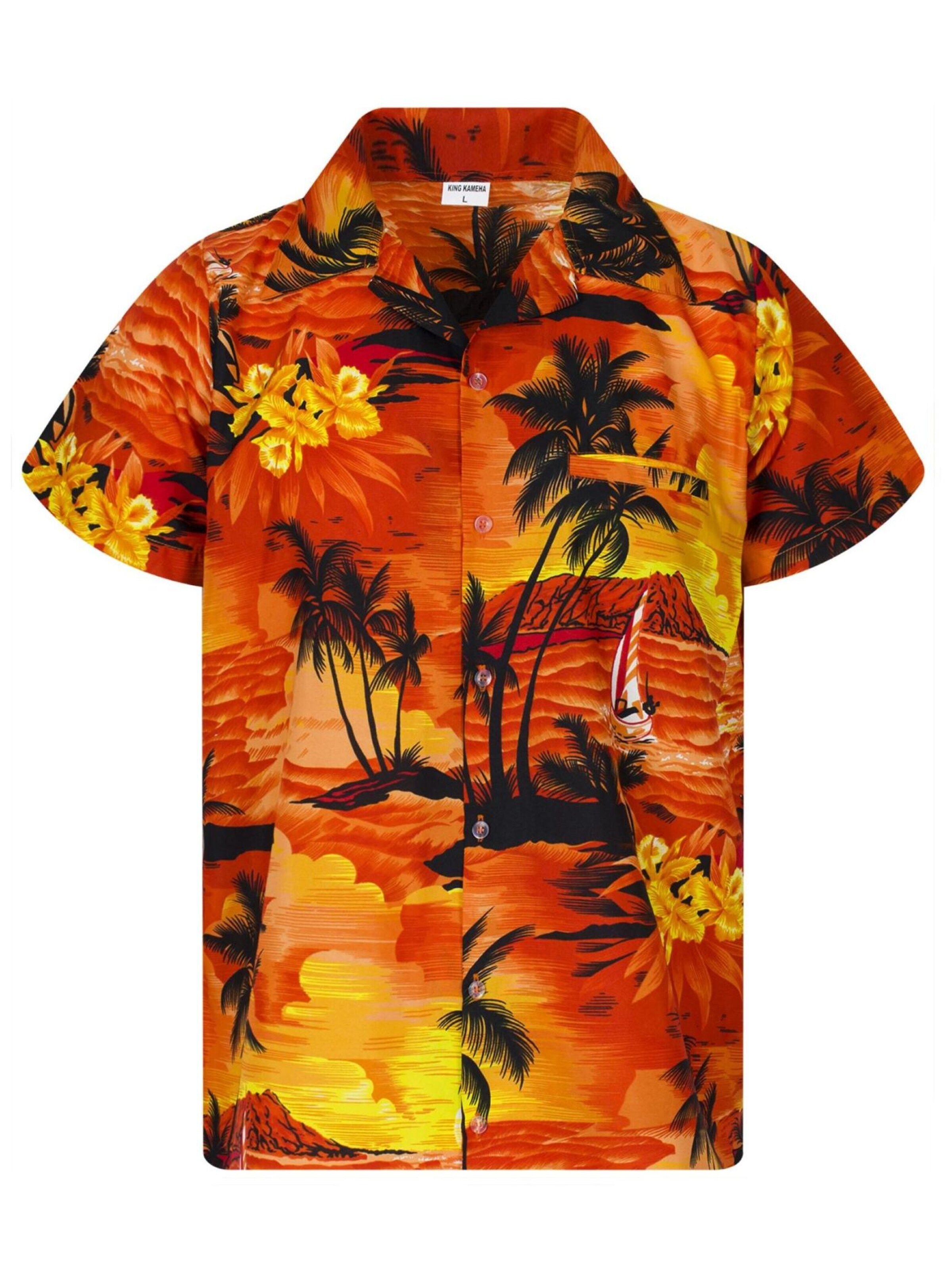 King Kameha Shirt 'Surf'‌‌ in Orange: Vorderseite