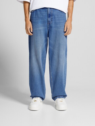 Bershka Wide leg Jeans in Blauw: voorkant