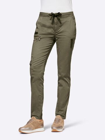 heine Slimfit Broek in Groen: voorkant