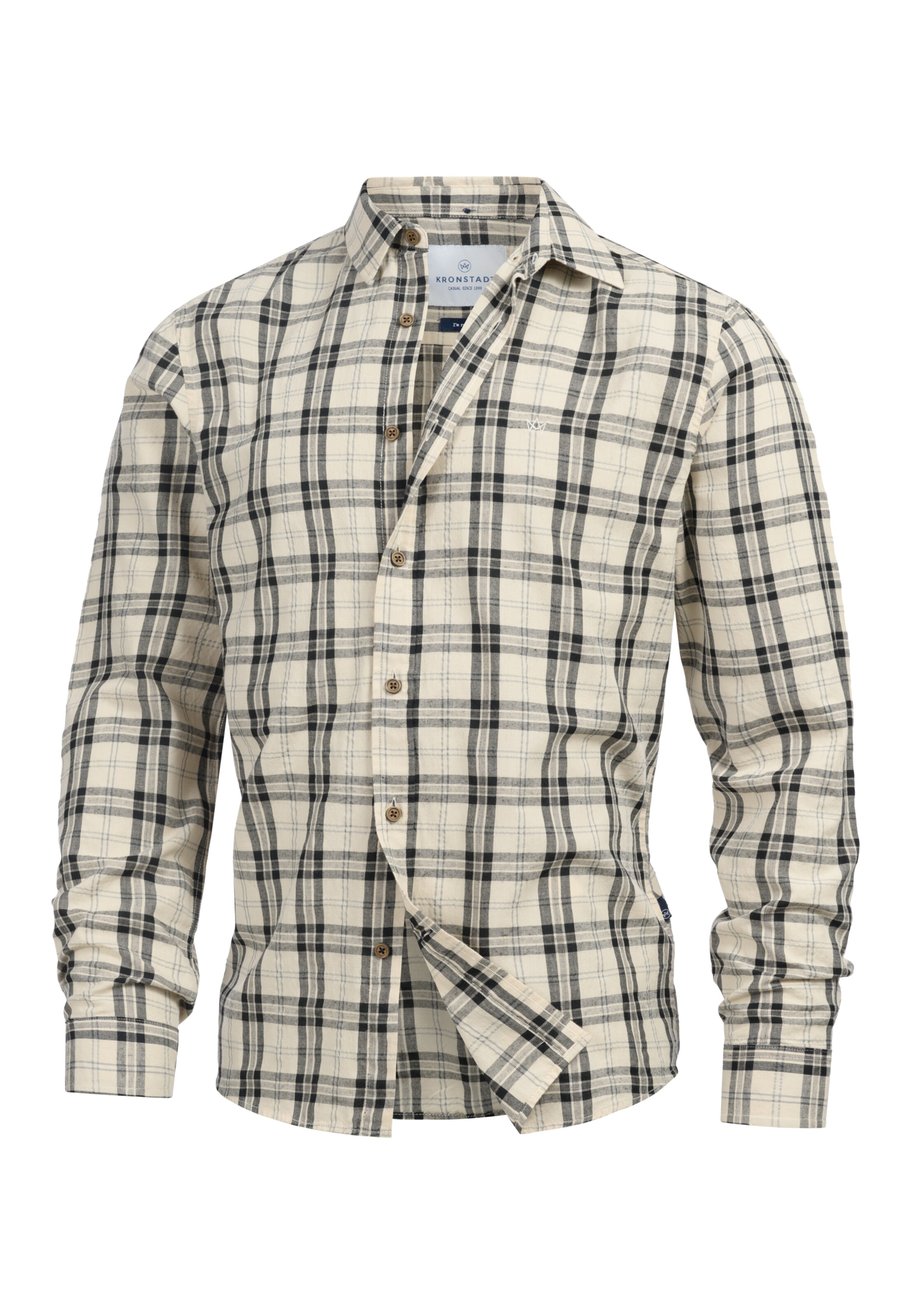 Kronstadt Regular fit Zakelijk overhemd 'Kiefer' in Beige: voorkant