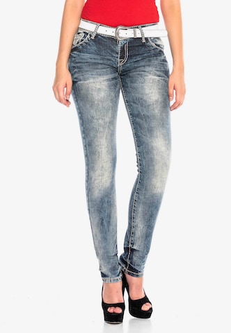 CIPO & BAXX Skinny Jeans 'Laced' in Blue: front