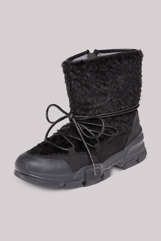 Soccx Boots aus Teddyplüsch mit Schnürung in Schwarz: predná strana
