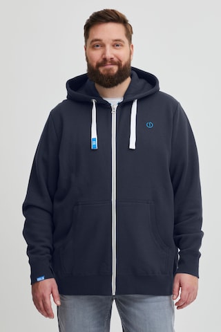 !Solid Zip-Up Hoodie in Blue: front