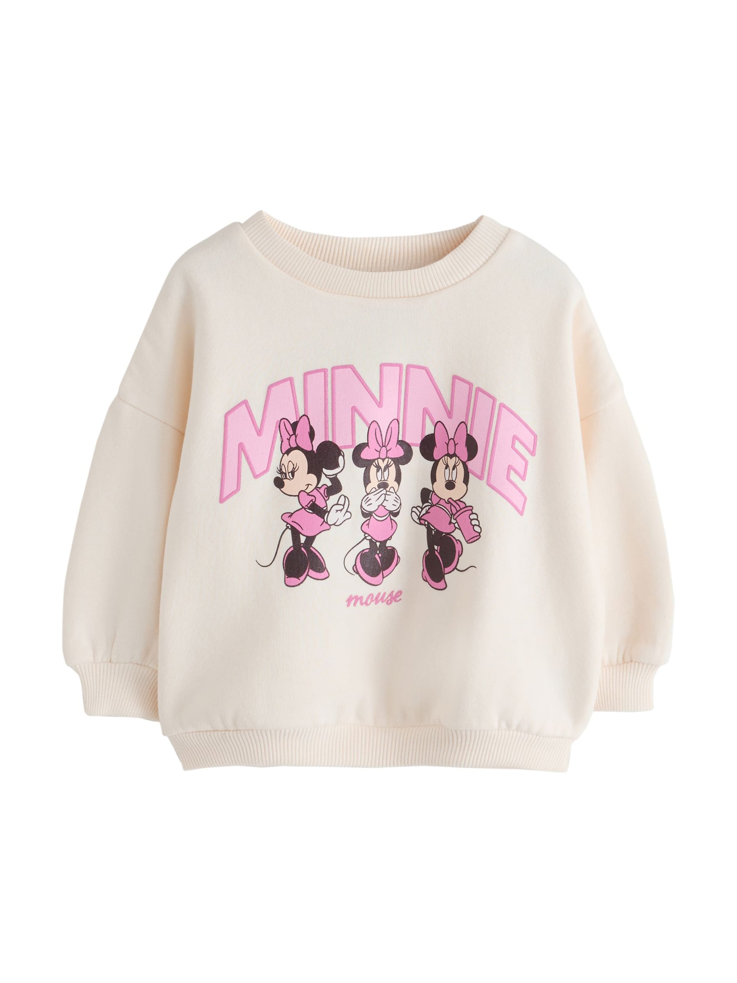 Next Sweatshirt 'Minnie Mouse' in Beige: front
