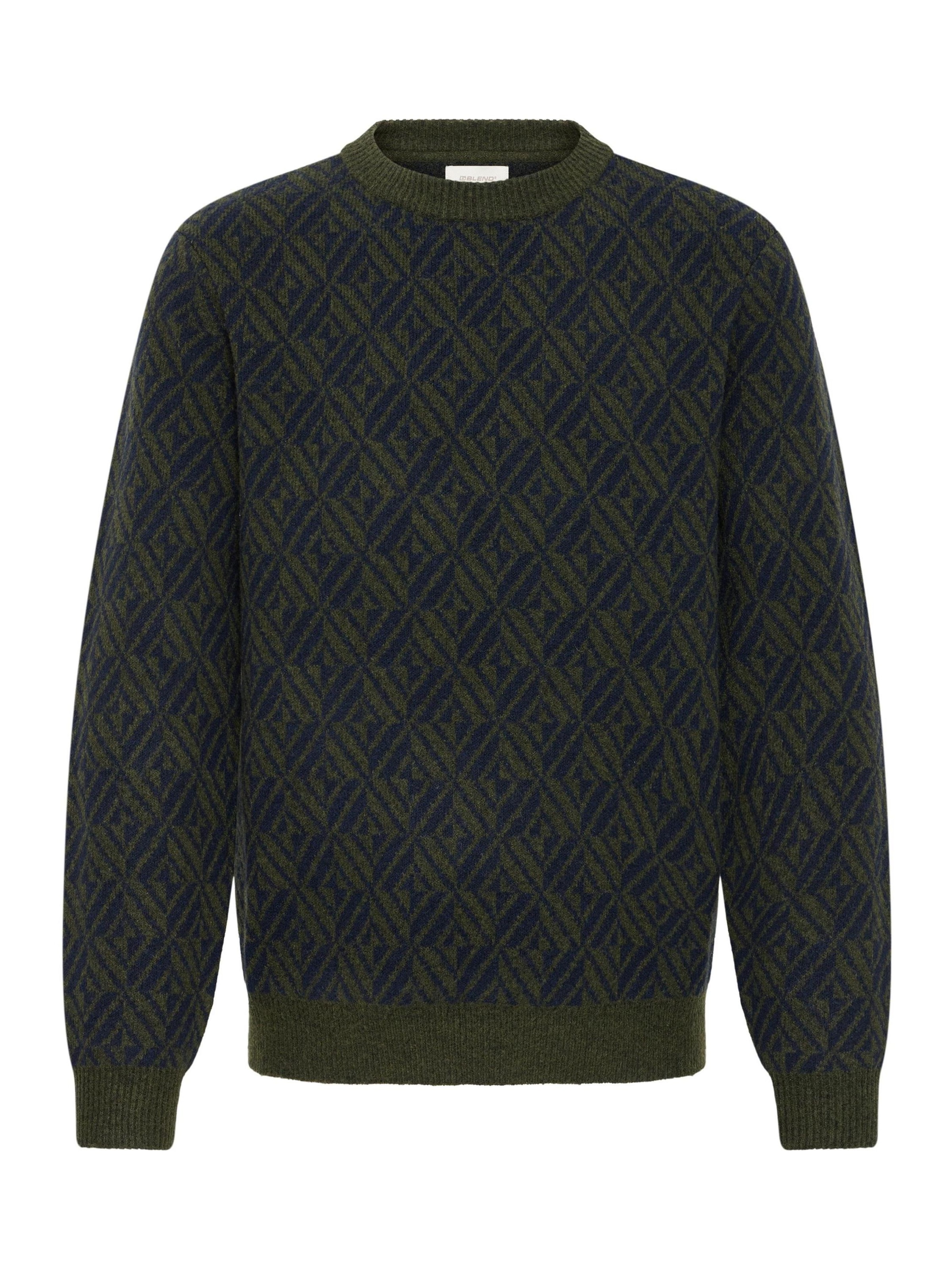 BLEND - Jersey 'BHBrono ONeck Knit' en verde: frente
