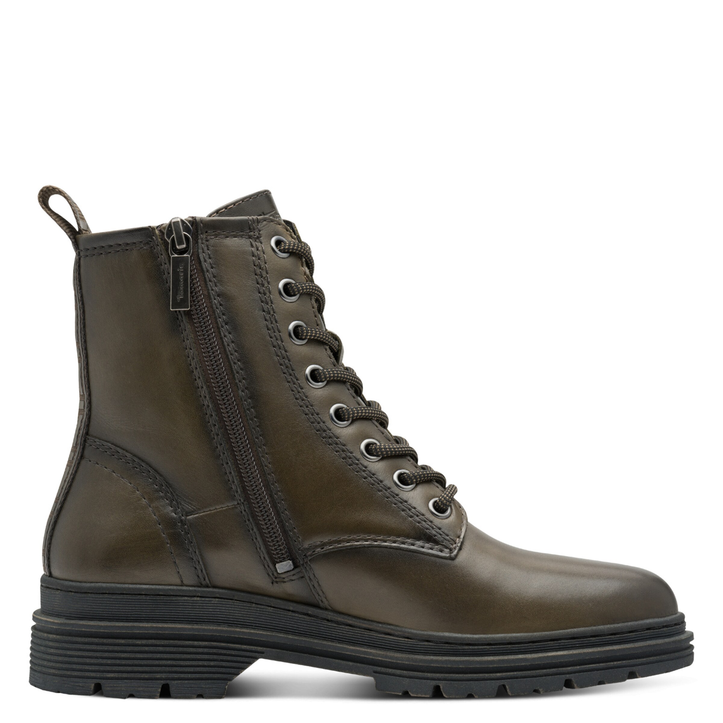Tamaris Lace-Up Ankle Boots in Green
