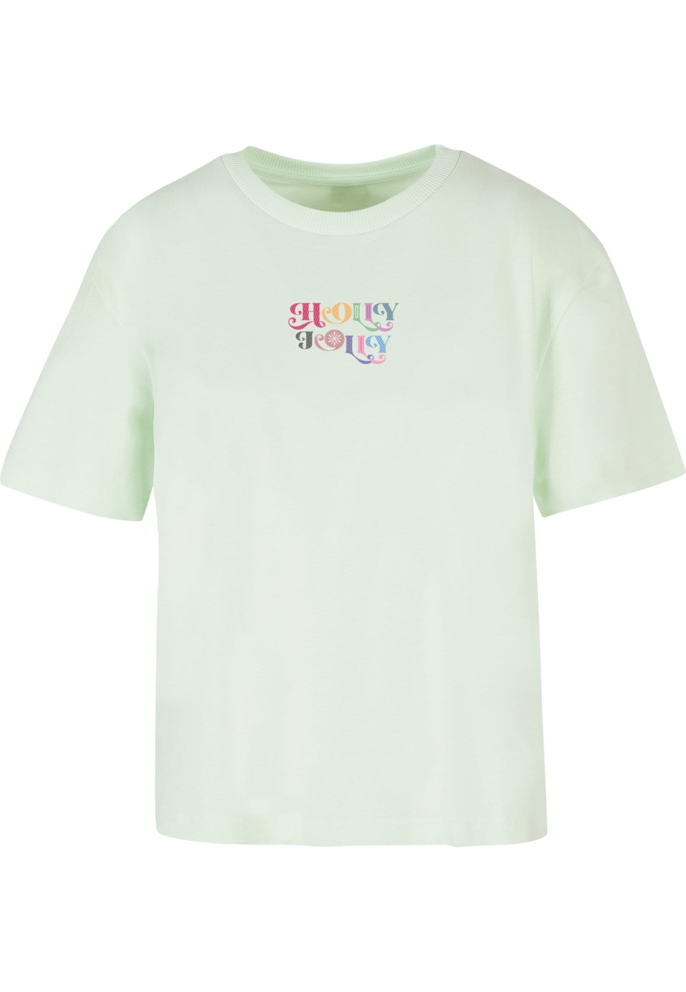 Merchcode Shirt 'Christmas Holly Jolly' in Groen: voorkant
