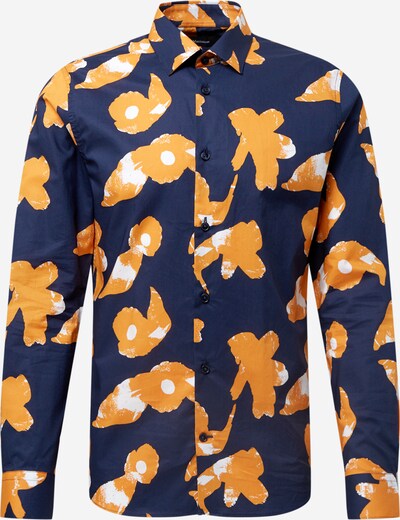 Matinique Chemise 'Robo' en bleu foncé / jaune foncé / blanc, Vue avec produit