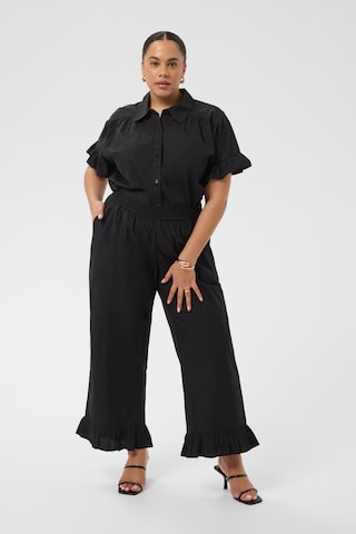 KAFFE CURVE Wide leg Broek 'KCVerona' in Zwart