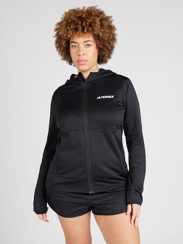 ADIDAS TERREX Athletic Zip-Up Hoodie in Black: front