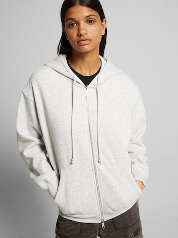 Bershka Zip-Up Hoodie in Grey