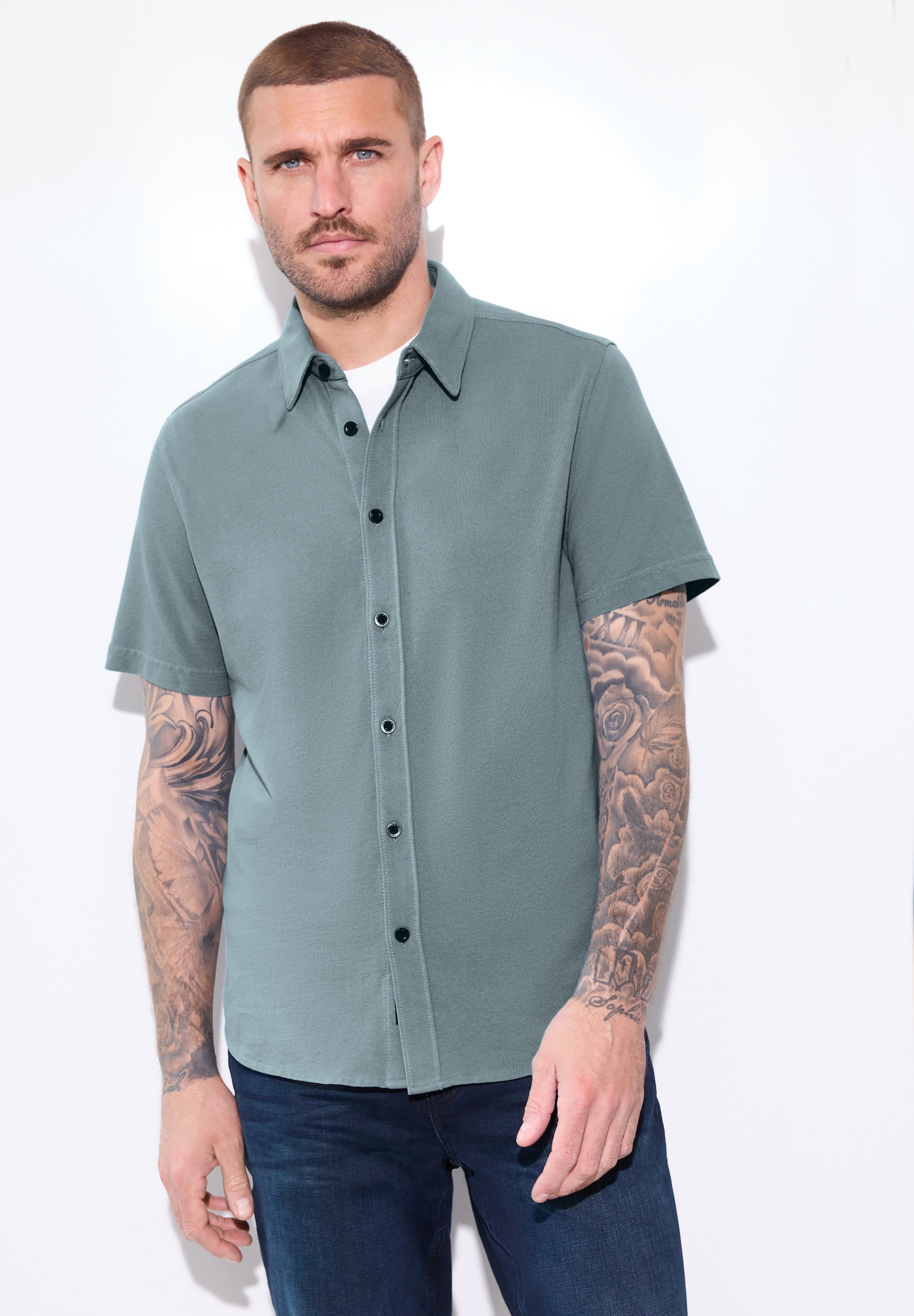 Street One MEN Comfort Fit Hemd in Blau: Vorderseite