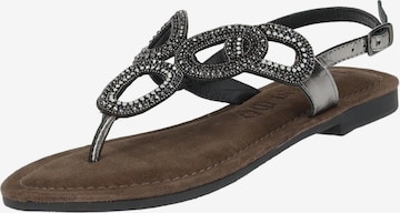 LAZAMANI T-Bar Sandals in Grey: front