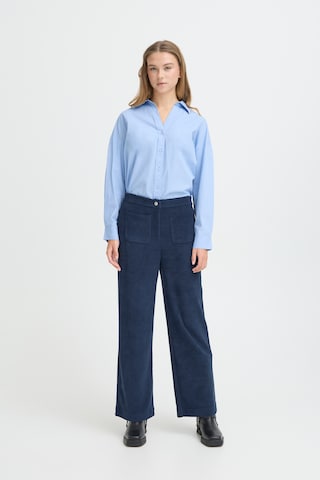 ICHI Wide leg Trousers 'KATE' in Blue: front