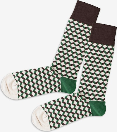 DillySocks Chaussettes en crème / vert foncé / noir, Vue avec produit