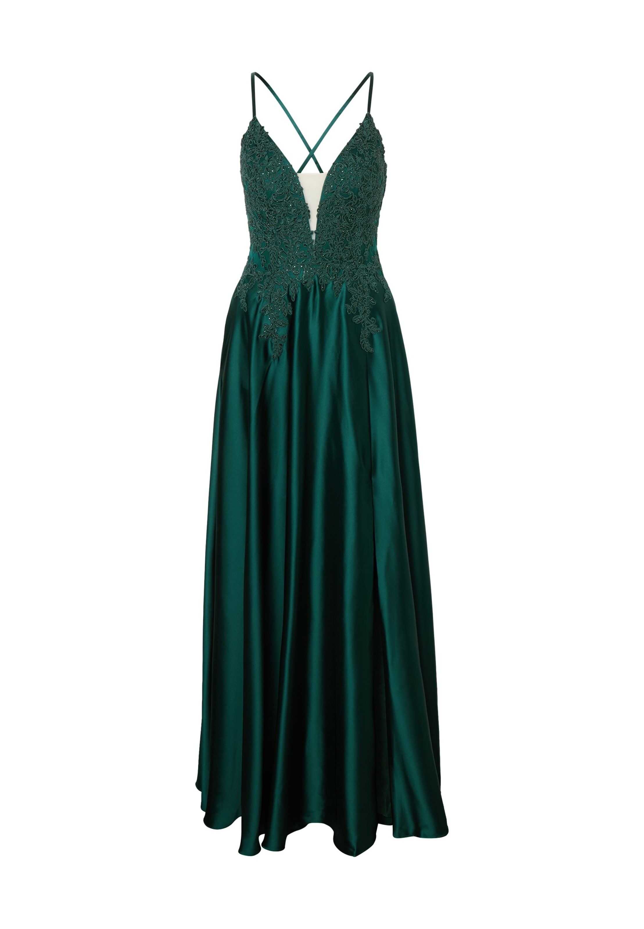 LUXUAR - Vestido de noche en verde: frente