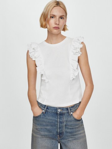 MANGO Top 'DUNA' in Wit: voorkant