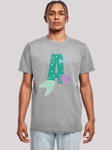 F4NT4STIC Shirt 'Disney Alphabet A Is For Ariel' in Grijs: voorkant
