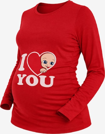 M.M.C. Shirt 'I Love You Umstandslangarmshirt' in Red: front
