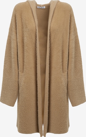 Influencer Pitkä neuletakki värissä ruskea: etupuoli