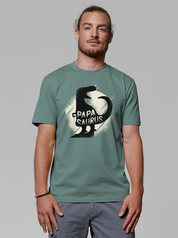 Maglietta 'Papasaurus' di Watapparel in verde: frontale