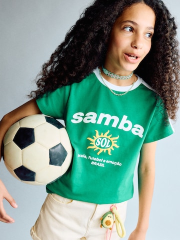 MANGO KIDS Shirt 'BRASIL' in Groen: voorkant