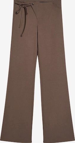 BershkaFlared/zvonoliki kroj Hlače - smeđa boja: prednji dio