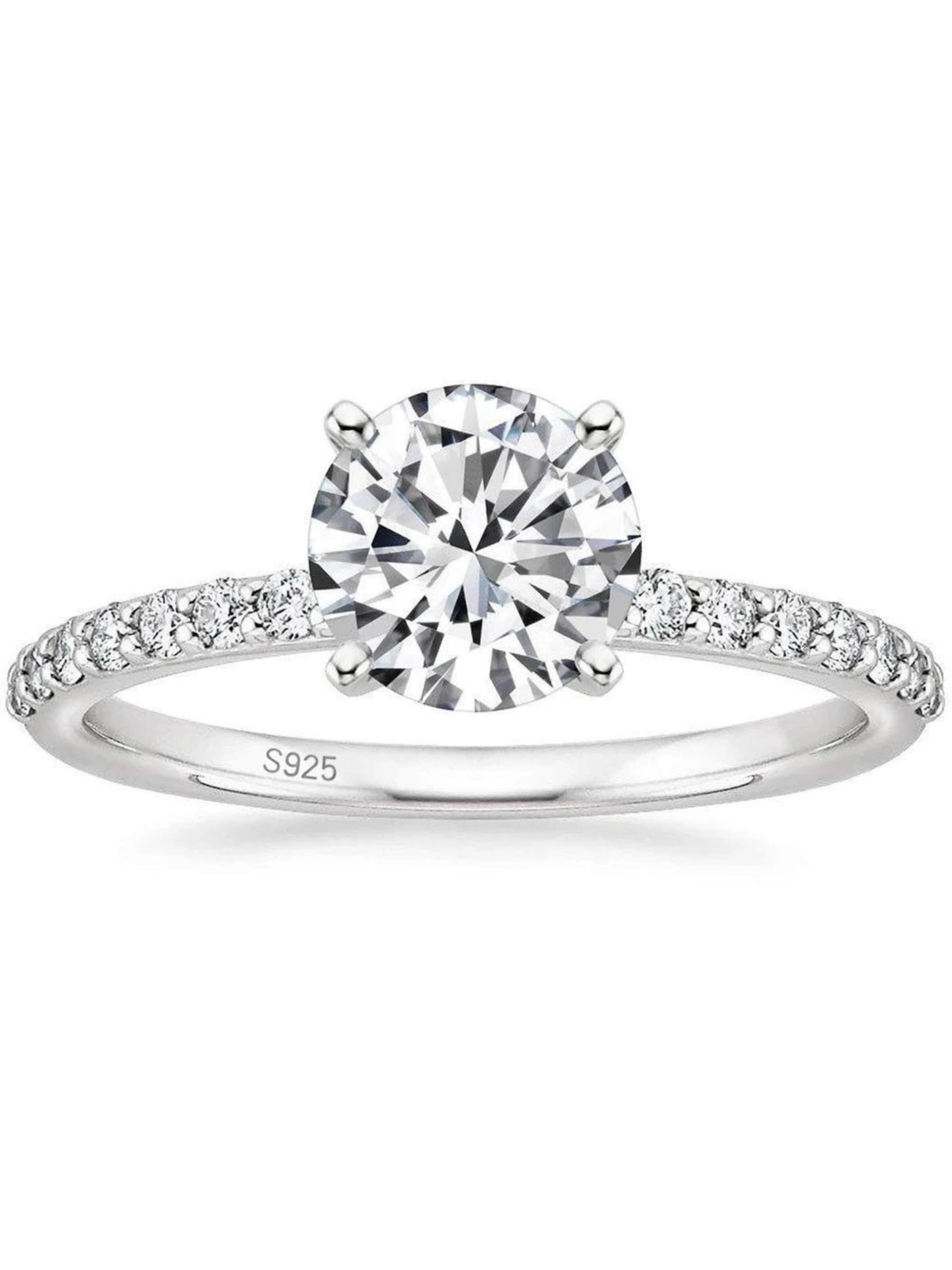 ROUGEMONT Jewellery Ohrringe 'Funkelnder Moissanit Verlobungsring 7,0mm  1,2ct mit Echtheitszertifikat'‌‌‌‌‌‌‌‌‌‌ in Silber: Vorderseite