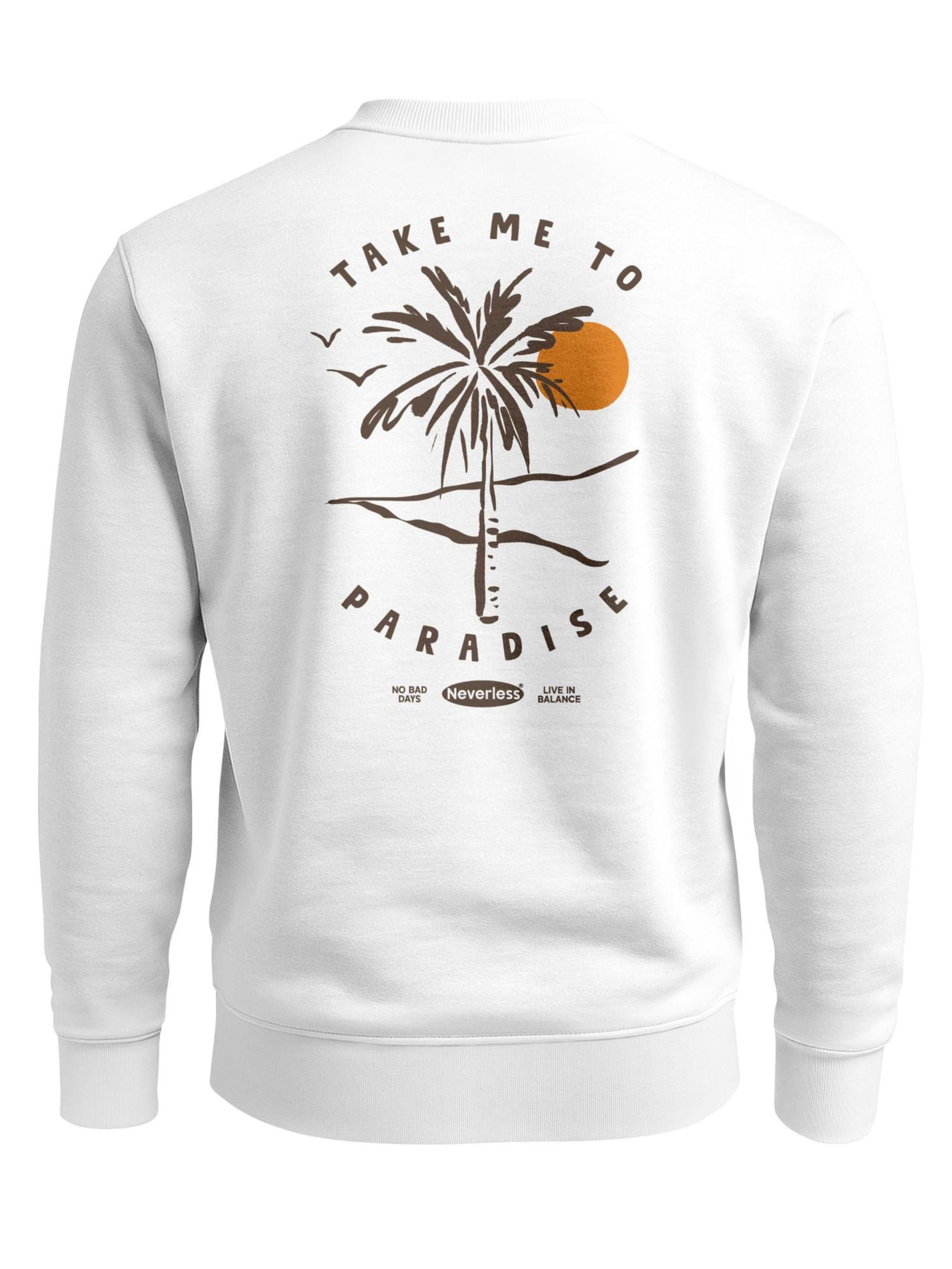 Neverless Sweatshirt 'Take me to Paradise' in White: front