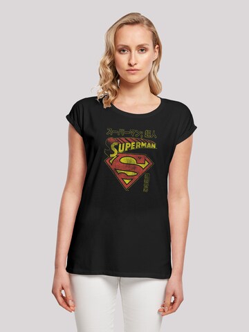 F4NT4STIC Shirt 'Superman Shield' in Zwart: voorkant