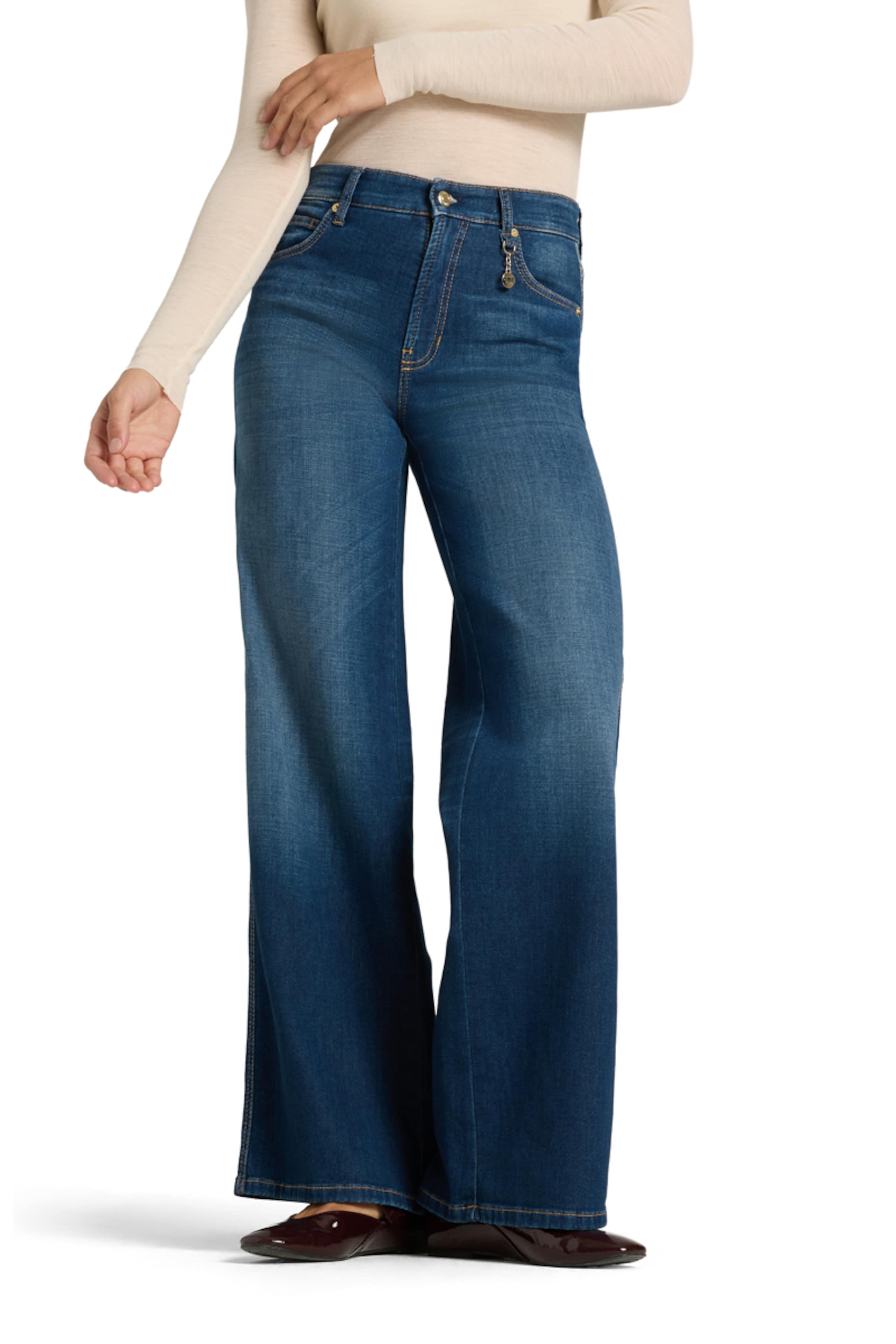 Cambio Wide leg Jeans 'Aimee' in Blauw: voorkant