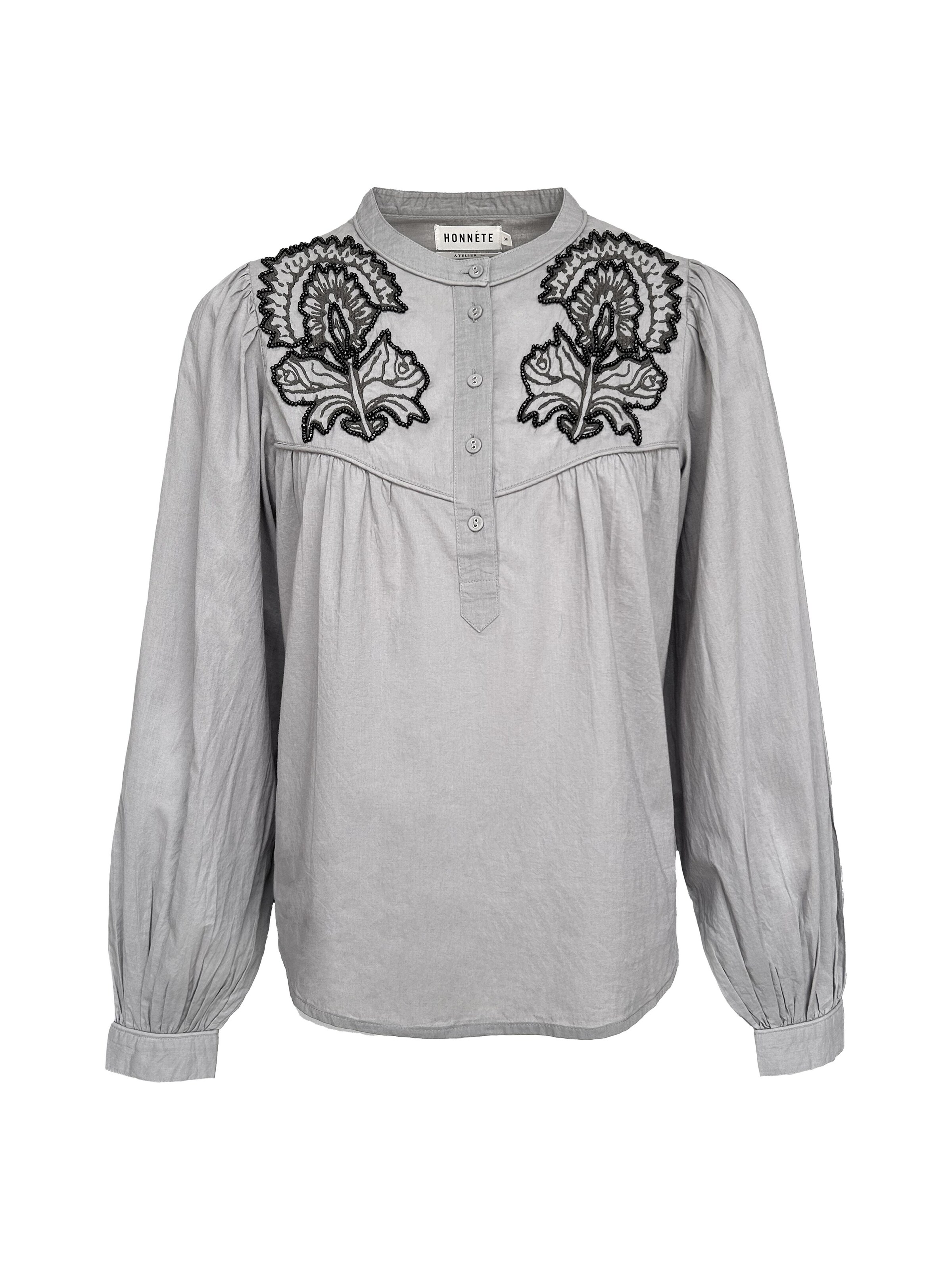 Honnête Atelier Blouse 'Feather' in Grijs