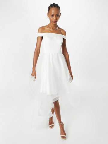 Robe de cocktail Laona en blanc : devant