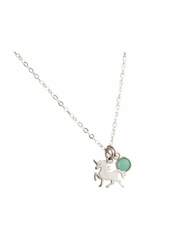 Gemshine Ketting 'Einhorn und Chalcedon Edelstein' in Zilver: voorkant