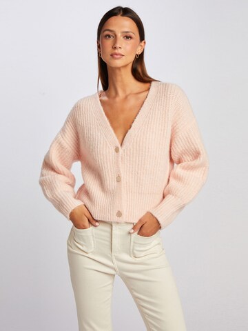 Morgan Knit Cardigan in Pink: front