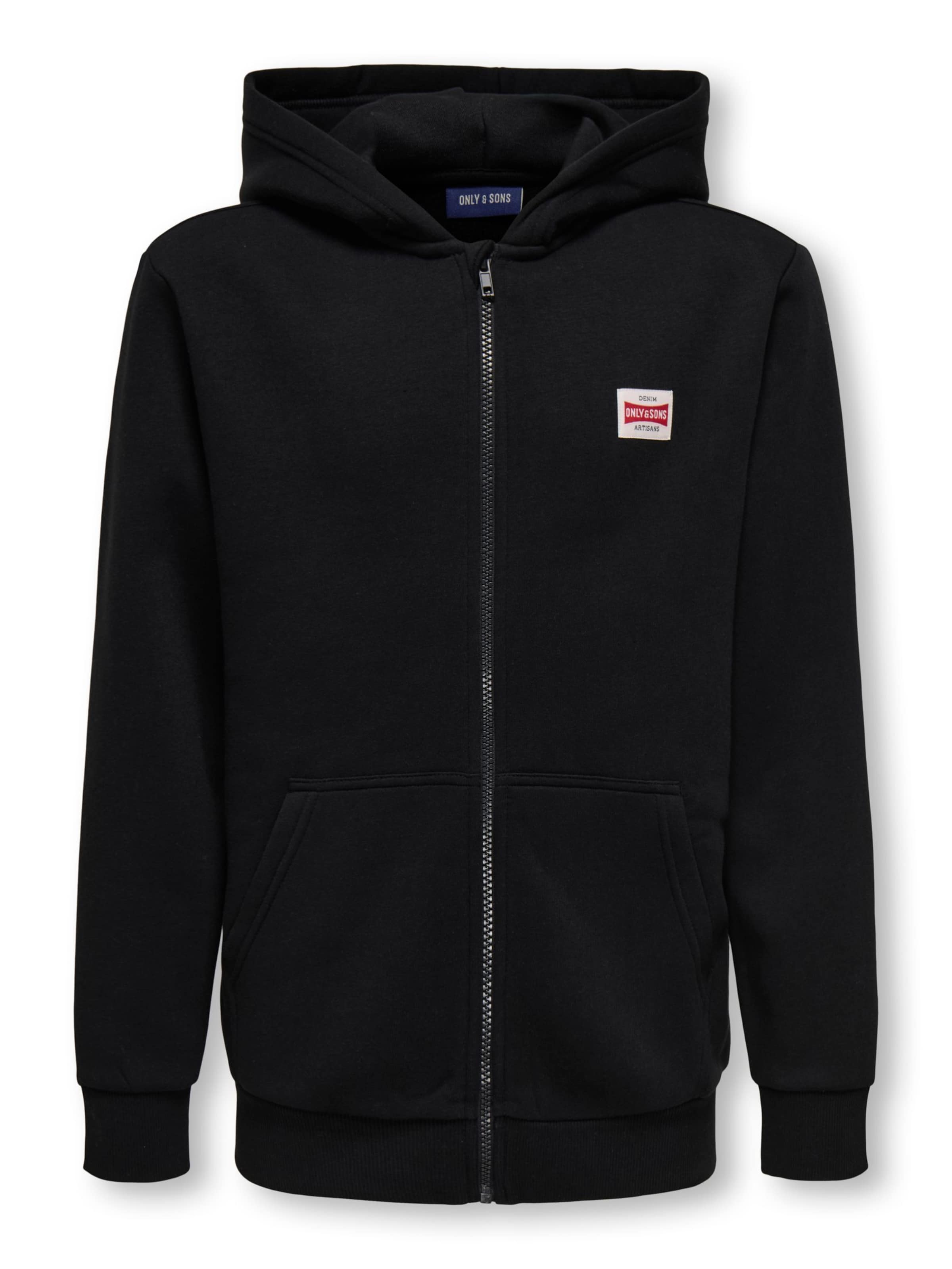 Only & Sons Junior Zip-Up Hoodie 'OSJCeres' in Black: front