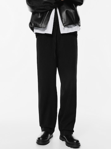 Wide Leg Pantalon Pull&Bear en noir : devant