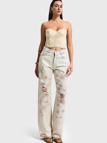 IT'S BASIC Loosefit Jeans 'PRINTED LOOSE MID RISE JEANS' in Blauw: voorkant